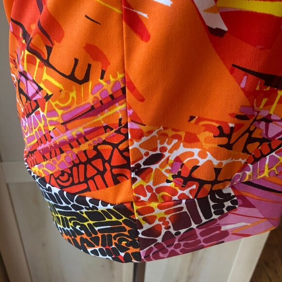 AB Studio Colorful Tropical Boho Tribal Y2K Sleeveless Stretch Blouse Shirt M - Picture 9 of 10